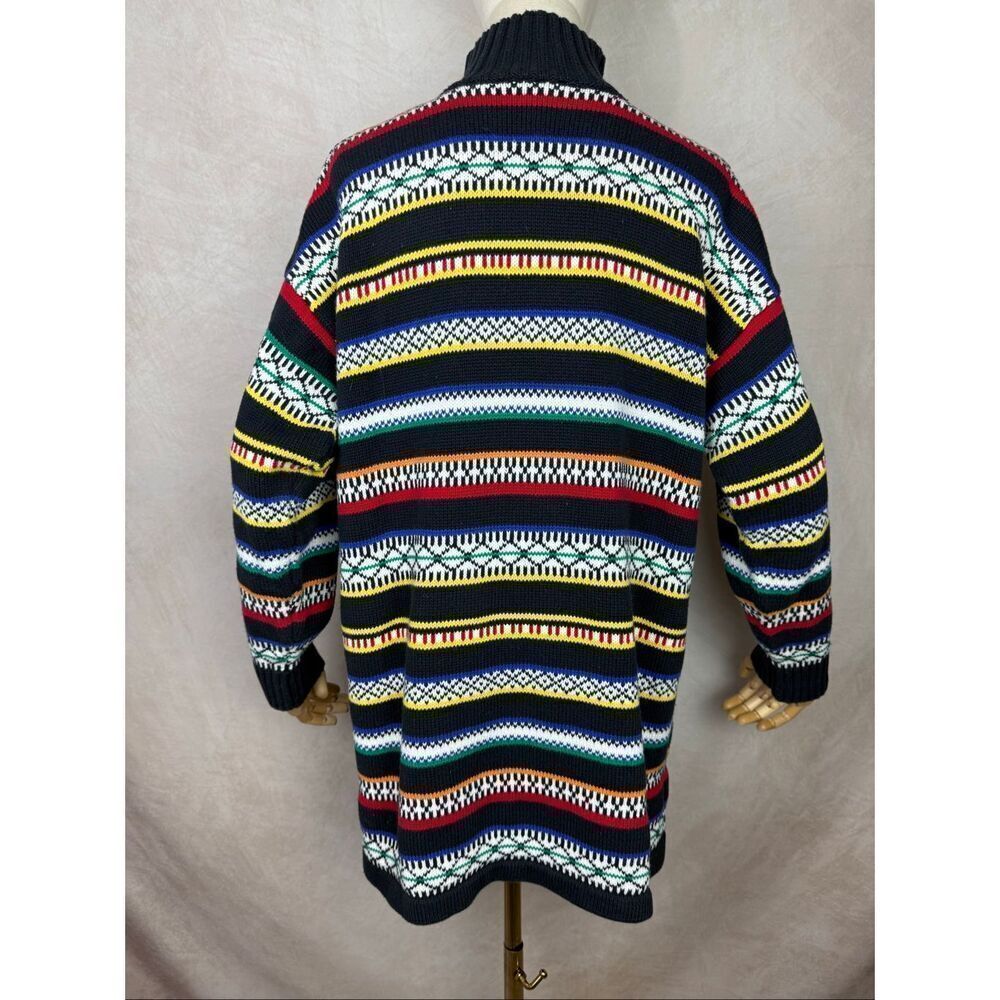 Vintage Striped Sweater 100% Cotton Size Medium 1980s - Picture 4 of 6